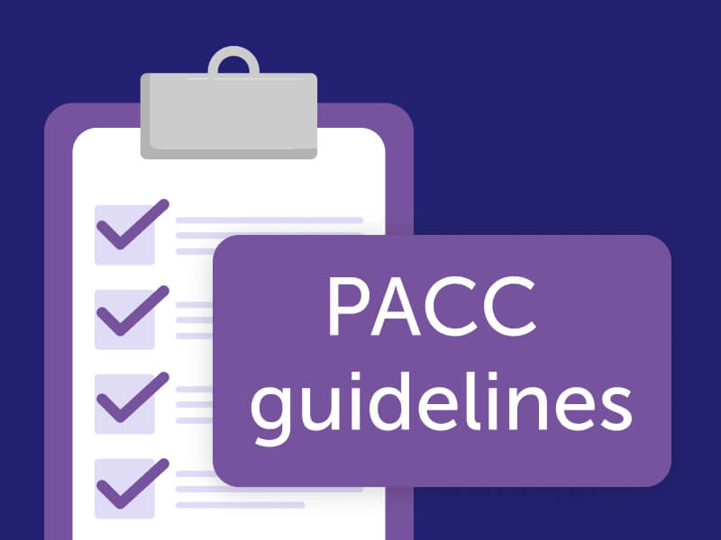 graphic with a clipboard and a checklist clipped to it with a text overlay reading "PACC guidelines"